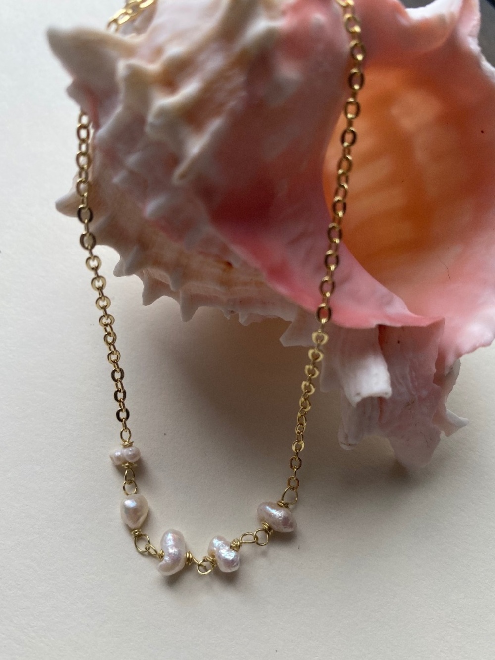 Handmade Adjustable Chain Bracelet with Freshwater Pearl